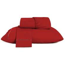 400 Thread Count Sheet Set, 2 And 3 Pieces, Luxury Hemstitch, Single, Double, Queen, King, High Quality - RED - View 7