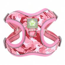 1 pieza Arnés para mascotas sin tirones, chaleco reflectante para perros, arnés para mascotas cómodo, transpirable y ajustable con estampado rosa para paseos al aire libre para perros pequeños y medianos - Rosa - Ver 3