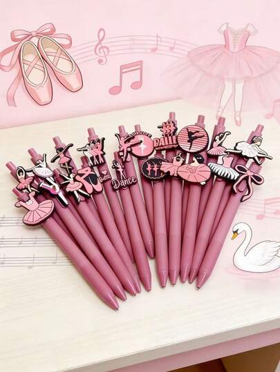 Bộ 5/10 bút bi chủ đề ba lê, bút màu trung tính kiểu Trung Đông, bút đen, bộ sưu tập mùa hè mới.