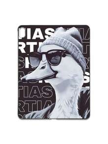 鸭子图案单件装酷炫哑光黑扁平保护壳，复古鸭子插画，戴着时尚眼镜/针织帽，街头风幽默设计，柔软TPU防刮材质，兼容iPad，时尚达人的绝佳礼物 - 黑色 - 查看 11