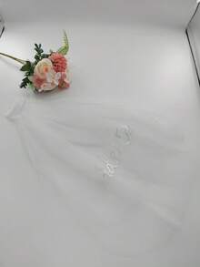 4件組新娘面紗，適用單身派對，雙層白色字母面紗附梳子，拍照配件，浪漫風格 - 多色 - 查看 6