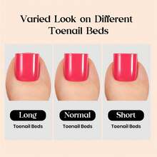 Beetles 16 Sizes 192 Pcs Square Toe Nail Tips - Full Cover Fake Acrylic Toenails, Pre-Etched Double Matte Press On, Soft Gel Toe Nail Extensions For Women - S Square Toenails-Cherry Rouge - 查看 7