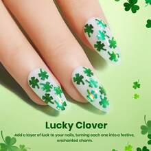 Beetles 15ML Shamrock No Wipe Gel Top Coat, Four-Leaf Clover Glitter Sequins Shiny Finish, Long Lasting Soak Off UV LED Nail Art Overlay, Salon Home DIY Manicure Design - 1Pcs 15Ml Clear - 查看 3