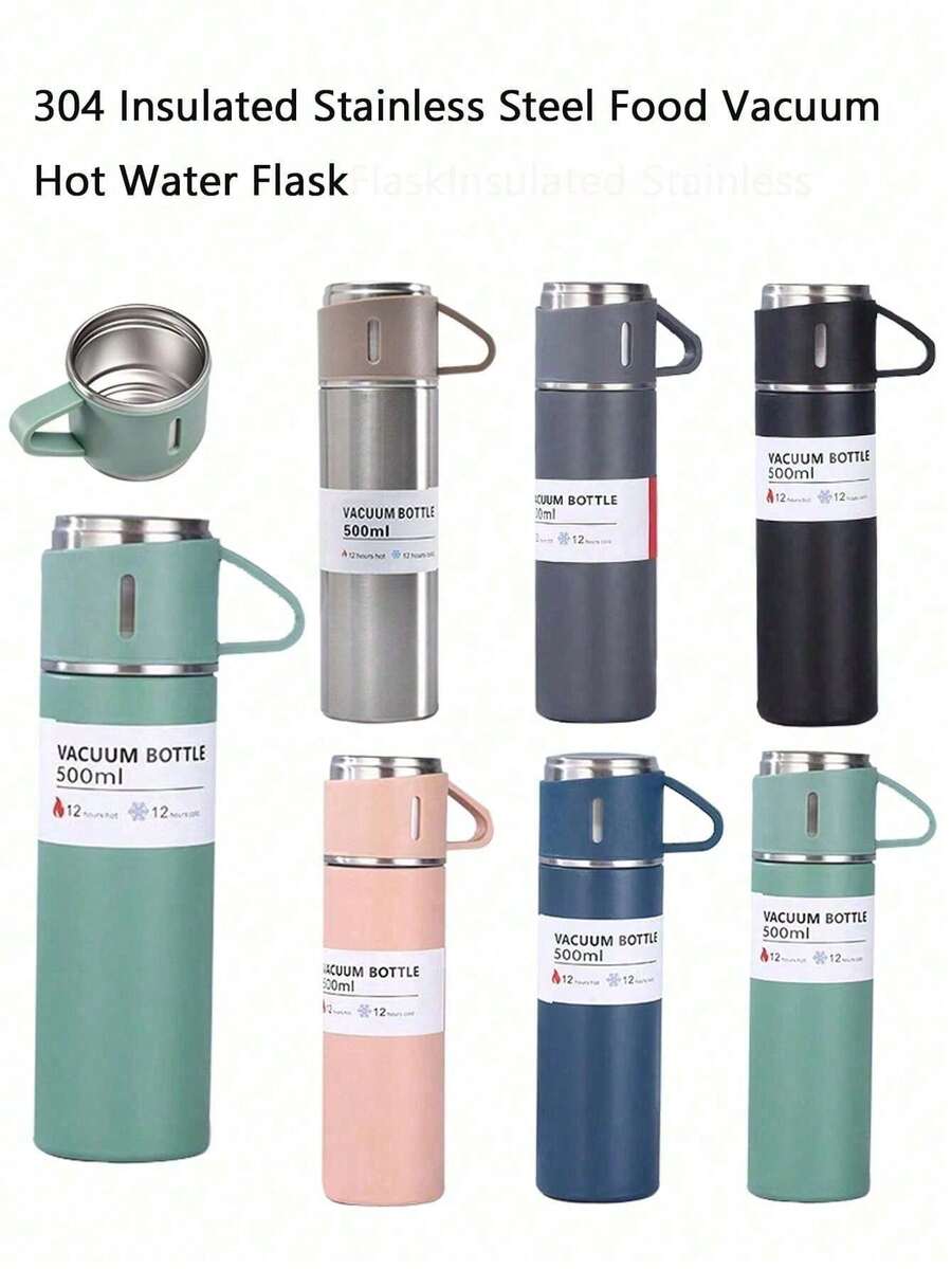 3pcs/1Set Stainless Steel Thermal Cup, With Gift Box Set, Double Layer Leakproof Insulated Water Bottle, Keeps Hot And Cold Drinks For Hours, Suitable For Cycling, Backpacking, Office Or Car, School, Party, Camping - 薄荷綠 - 查看 1