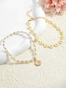 两件套波西米亚风雏菊脚链，优雅温柔，适合女性日常佩戴和夏季海滩度假。 - 彩色 - 查看 6