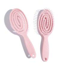 1支舒缓按摩发梳，弹性空心梳，用于发型设计，女士护发工具 - 粉色 - 查看 9