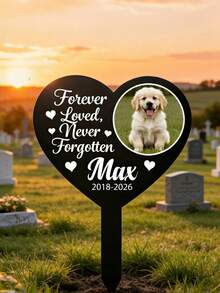 1pc Custom Photo Heart Pet Memorial Acrylic Stake Sign – Personalized Dog/Cat Grave Marker With Custom Pet Photo, Name & Dates | Sympathy Gift For Grieving Pet Owners | Pet Lover Gift - Multicolor - View 6