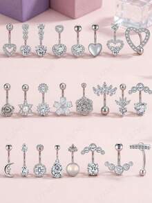 CIZME 1 chiếc khuyên rốn hình trái tim và hoa thanh lịch, cỡ 14G, dài 1.6mm, kiểu dáng tối giản, thích hợp cho nữ, kiểu dáng treo, làm từ thép không gỉ 316L, lý tưởng cho xỏ khuyên rốn hàng ngày, đi biển, nghỉ lễ, hoạt động thể thao, dành cho thanh thiếu niên. Chất liệu cao cấp, không bị xỉn màu, được đánh bóng kỹ lưỡng. - Bạc - Xem 2