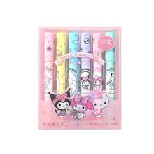 6pcs Fluorescent Marker Set Cute , Egg Cat Fluorescent Markers Learning Stationery - A - View 6