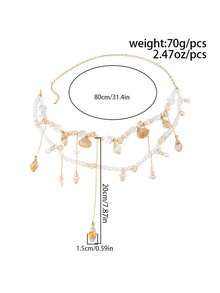 1 chiếc dây chuyền eo hai lớp kiểu dáng kỳ nghỉ biển, đính ngọc trai giả, vỏ sò và tua rua, thanh lịch, sang trọng, thích hợp cho kỳ nghỉ biển, tiệc tùng, thường ngày, phong cách đường phố, hẹn hò đôi, quà tặng trang sức đa năng cho nữ dịp lễ sinh nhật. - Dây xích thắt lưng - Xem 3