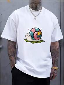 Men's T-Shirt With Rainbow Snail Print - White - View 1