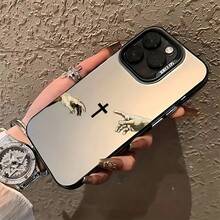 Religious 1pc Black Matte IMD Colorful Laser Cross Palm Pattern Phone Case, Suitable For IPhone 16 Pro Max, 17/16/15/14 Plus/13/12/11, Air, Series - Multicolor - View 5