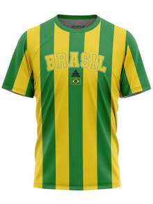 Brazil National Team Retro Classic World Cup Fan Jersey - Immediate Shipping - 黃色條紋,有淺色文字 - 查看 1