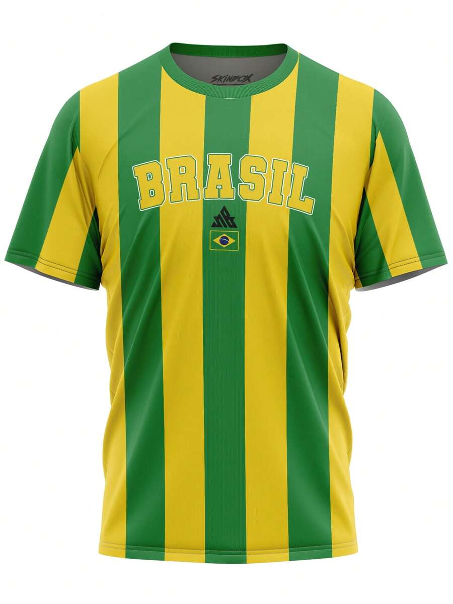 Brazil National Team Retro Classic World Cup Fan Jersey - Immediate Shipping - 黃色條紋,有淺色文字 - 查看 1