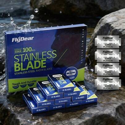 优质不锈钢双刃剃须刀片 – 超级铂金涂层，坚韧耐用，带来顺滑精准的剃须体验 | 适用于所有标准剃须刀 | 男士面部护理、理发店及居家使用的理想之选 | 持久锋利，减少刺激和剃须灼伤