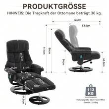 Comfortable Reclining Armchair 025 With Massage And Heating Functions, Tilt And Footrest, 360° Swivel, White Chenille Upholstery. Original Reference: W2087P294007 - C - View 3