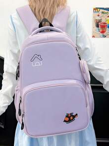 Mochila minimalista de unicolor de diseño original, bolsa ligera para uso diario y actividades al aire libre - Multicolor - Ver 3