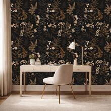 Tearable & Removable Thick Self-Adhesive Wallpaper, Rental-Friendly, Vintage Dark Floral & Botanical Pattern - 1PC - View 2