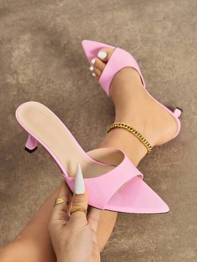 Giày sandal nữ thanh lịch, cao gót một quai mềm mại bóng loáng, dép hở mũi gợi cảm ôm eo, gót thấp nhọn thời trang, thích hợp cho mùa xuân/hè, tiệc tùng, thường ngày, ngoài trời, du lịch, làm quà tặng, giày màu hồng lãng mạn cho Ngày Valentine, Ngày của Mẹ, Ngày Quốc tế Phụ nữ, Năm mới, Halloween, Giáng sinh, Lễ Tạ ơn.