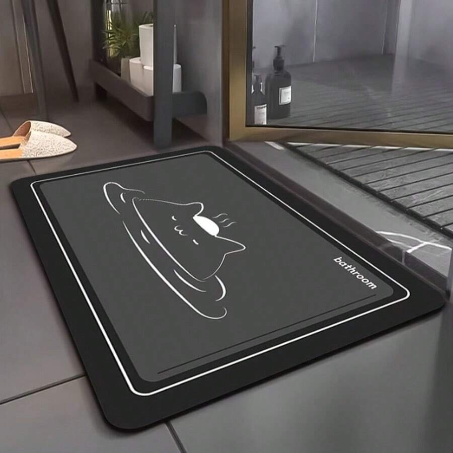 速干硅藻土浴室垫，柔软防滑吸水浴室地毯，聚酯纤维编织橡胶底，长方形浴室入口垫