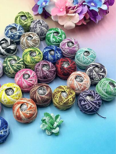 8# ชุดไหมพรมลูกไม้ไล่ระดับสองสี, ไหมถักละเอียดสีสุ่ม 12/16 ชิ้น, เหมาะสำหรับงานถักโครเชต์ขนาดเล็ก, งานปัก, งานปักครอสติช, ของขวัญทำมือสำหรับเพื่อนและครอบครัว