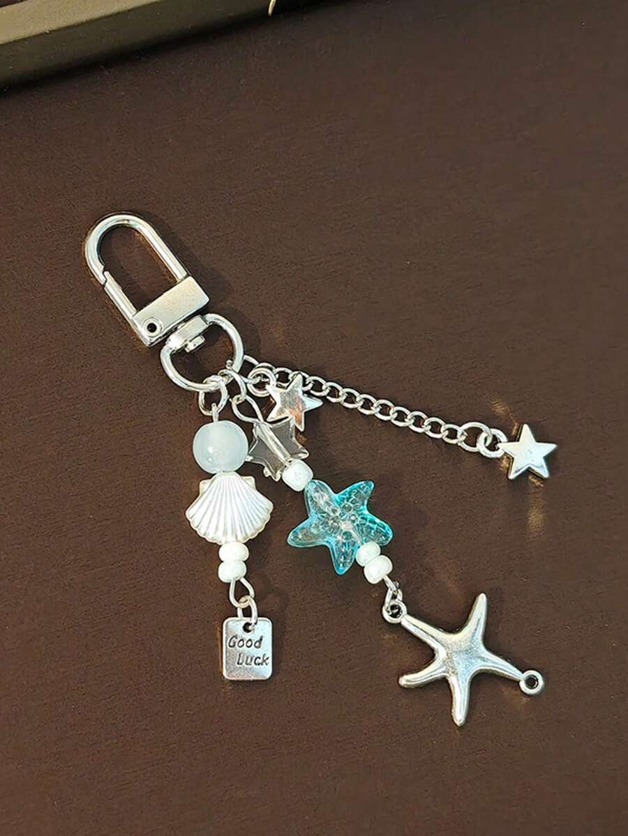 1pc Women's Fresh Ocean Style Starfish & Shell Hanging Chain, Girly Ins Phone Strap, Bag Charm - Multicolor - View 1