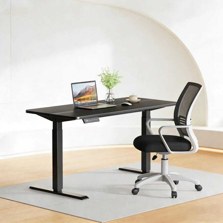 VECELO Dual-Motor Electric Standing Desk, Adjustable Height Sit Stand Desk With Memory Presets, 55 Inch Ergonomic Home Office Desk - 查看 1