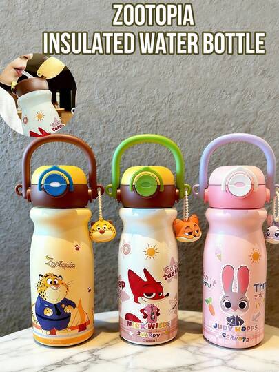 Bình giữ nhiệt chân không Disney Zootopia 550ml, họa tiết da báo Judy Hopps & Nick Wilde, lớp trong bằng thép không gỉ 316, lớp ngoài bằng thép không gỉ 304, thiết kế uống kép với ống hút và uống trực tiếp, giữ nhiệt lâu dài, kín hơi, nắp mở một chạm, dễ dàng mang theo với dây đeo, in hình hoạt hình 3D tinh tế, chống trầy xước và bền bỉ, dễ vệ sinh, thích hợp cho gia đình, văn phòng, du lịch ngoài trời, món quà tuyệt vời cho người hâm mộ hoạt hình, người yêu thích anime, gia đình, bạn bè và đồng nghiệp.