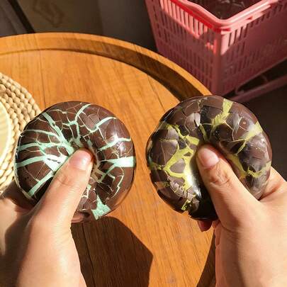 1pc Handmade Matcha And Dark Chocolate Color Stress Relief Toy, Creative Pop-Up Decompression Ball