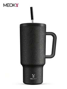 40oz Handled Vacuum Insulated Water Bottle, Leak-Proof Lid & Straw, Stainless Steel Travel  Cup, Keeps Cold For 34hrs Or Hot For 10hrs (Matte Crackle) - Olive Green - View 9