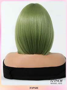 Perucă TOPHSE, elegantă, pufoasă, scurtă, bob, cu breton, împletită verde, material din fibră rezistent la temperaturi ridicate, capac tip plasă roz, peruci pentru femei, stil versatil - potrivită pentru cosplay, petrecere, festival de muzică, nuntă, cadou - Verde - Vizualizare 5