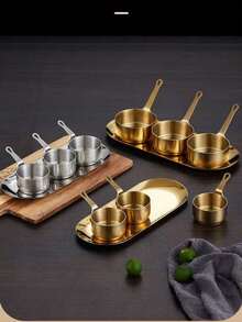 Bộ chén đựng nước chấm bằng thép không gỉ có tay cầm, thích hợp đựng tương cà, gia vị, nước tương, giấm, bơ, v.v. - Nhiều màu - Xem 5
