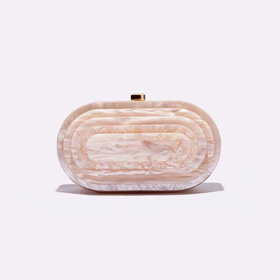 2026 Summer Direct  Evening Bag: Vintage European-American Patchwork Acrylic Shoulder Bag With Chain For Women - 香檳色 - 查看 1