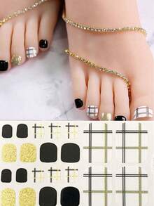 Pegatinas para arte de uñas de los pies, diseños de corazones y patrones geométricos de dibujos animados, purpurina multicolor, diseño mixto versátil, fácil aplicación con raspador - Multicolor - Ver 62