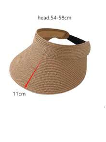 1顶可折叠时尚草编遮阳帽，女士宽檐帽，夏季沙滩防紫外线帽，敞口设计，防紫外线草帽，沙滩度假遮阳帽 - 可折疊空頂帽 - 查看 8