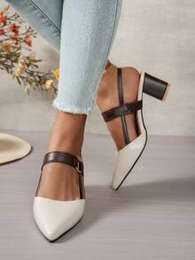 Giày sandal cao gót mũi nhọn một quai dành cho nữ, kiểu dáng đa năng, phù hợp cho đi làm, mặc hàng ngày và đi chơi. - Màu be - Xem 4