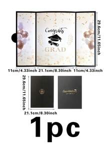 1pc Black And Gold Graduation Autograph Book, Graduation Season, Graduation Ceremony, Back To School Party, Celebration Guestbook Card - Style 1 - View 6