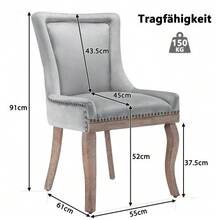 Dining Chairs - Gray + Velvet(3) - View 2