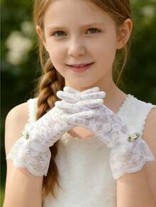 1 Pair Children's Lace Gloves, Suitable For Parties And Gatherings - Multicolor - View 2