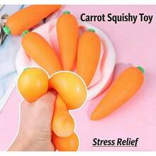 1pc Creative Carrot Squeeze Stress Relief Toy, Realistic Vegetable Slow Rebound Squishy Stress Toy, Perfect Gift For Birthday, Christmas, Halloween, Collection - Multicolor - View 4