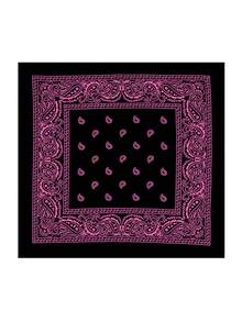 7pcs Fashion Black Paisley Print Square Scarf, Unisex Minimalist Versatile Streetwear Hip-Hop Bandana Face Mask Scarf - Multicolor - View 7
