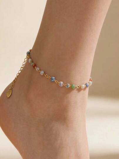 1件精致度假风脚链，适合女性拍照、旅行、度假、送礼佩戴