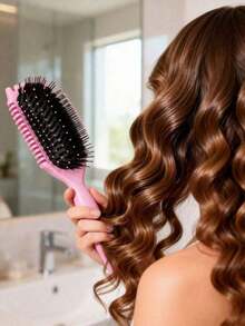 1pc Viral Curl Styling Brush For Defining & Clumping Curls - Anti-Static Detangler Brush Reduces Frizz For Wet Hair Styling - Salon Grade Tool - Hồng-1PC - Xem 4