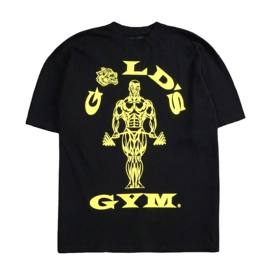 DARCSPORT & Gold's Gym Collaboration Tee Breathable Cotton Short Sleeve Workout Tops For Men Women - 黃色 - 查看 1