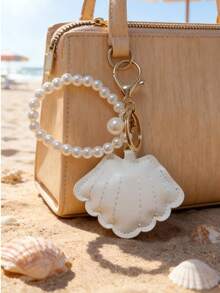 Seashell Keychain, Pearl Pendant, PU Leather Keychain, Bag Charm, Car Keychain, Sweet Style, Exquisite Accessory, Portable Anti-Lost, Cute Gift, Macaron Color Seashell Keychain, Holiday Gift - Multicolor - View 12