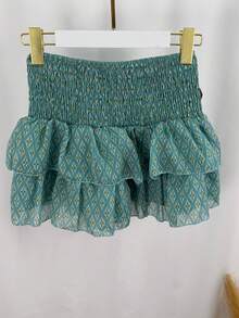 Short Skirt With Pants Underneath Plain Casual Relaxed Layers Daily For Summer - 薄荷綠 - 查看 2