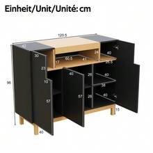 Sideboard,Drei Türen,Geeignet Für Wohn- Und Esszimmer,Multifunktionales Aufbewahrungsmöbel. - Black - View 3