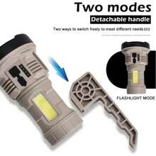 Linterna Multifuncional 35W con Mango Desmontable, Recargable, Foco Redondo de Luz Blanca y Luz Lateral (Blanca + Estrobo Rojo), Ideal para Camping y Emergencias - Albaricoque - Ver 5