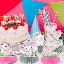 9pcs Pink Elephant Paper Centerpieces, Universal Honeycomb Table Decor For Birthday & Wedding Celebrations, No Electricity Required - A - View 5