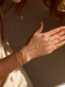 Bộ 2 vòng tay hình bát giác đính đá Cubic Zirconia, thích hợp cho nữ giới đeo hàng ngày, hẹn hò, dự tiệc, hộp đêm, dạ hội, có thể đeo chồng lên nhau. - Vàng - Xem 1